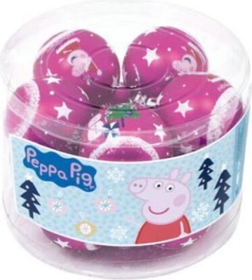 Пакет от 10 коледни топки за елха Peppa Pig с диаметър 6 см