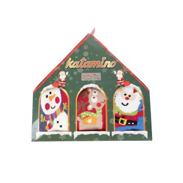 Детски термо коледни чорапи в подаръчна кутия 3 броя различни картинки и цветове