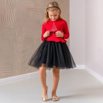 Детска коледна рокля Contrast - 116 см. - 6год.