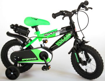 Детски велосипед Volare Sportivo 12″ с две ръчни спирачки, черно-зелен