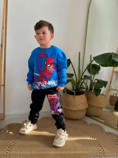 Детски комплект момиче дълъг ръкав Spiderman , Син 