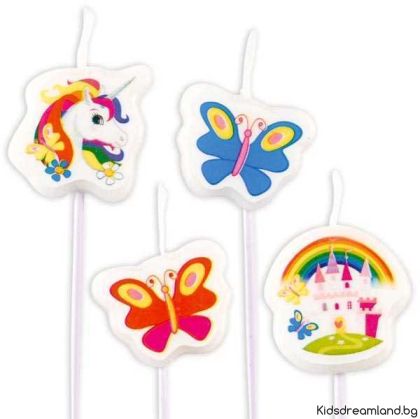 Комплект 4 свещи Unicorn 7см