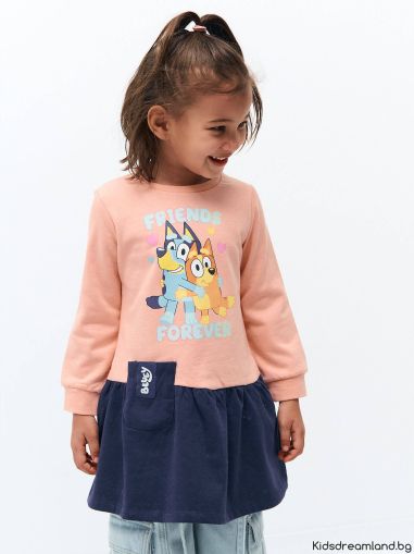 Детска рокля Bluey с волан и дълъг ръкав