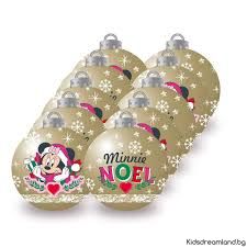 Пакет от 10 коледни топки за елха Disney Minnie Mouse с диаметър 6 см