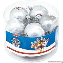 Пакет от 10 коледни топки за елха Nickelodeon Paw Patrol с диаметър 6 см