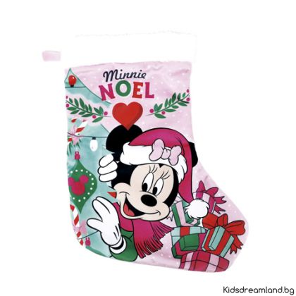 Коледен коплект от 2 части чорап и шапка, Minnie Mouse, 42 см