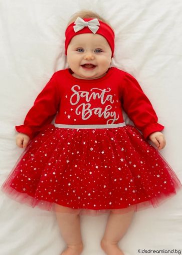 Детска коледна рокля Santa Baby - 68 см - 6месеца