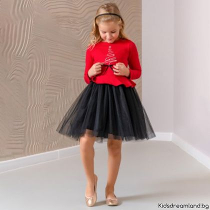 Детска коледна рокля Contrast - 116 см. - 6год.