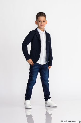 Детско спортно елегантно сако за момче в тъмносиньо – стил и комфорт за специални поводи