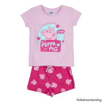 Къса единична трикотажна пижама Peppa pig