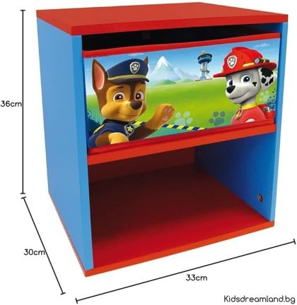 Paw Patrol Children's Bedside Table with Drawer MDF Wood/Blue Non-woven Fabric 33 x 30 x 36 cm