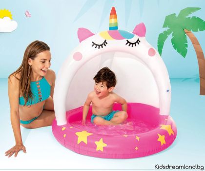 Детски надуваем басейн със сенник INTEX Unicorn