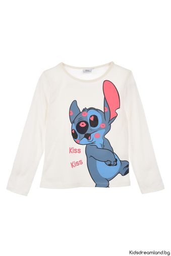 Детска блуза с дълъг ръкав – Disney Stitch, светлорозова (лицензиран продукт)
