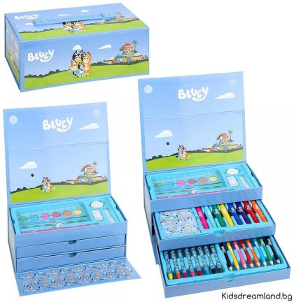 Рисувателен Комплект в куфарче на 3 нива/Bluey