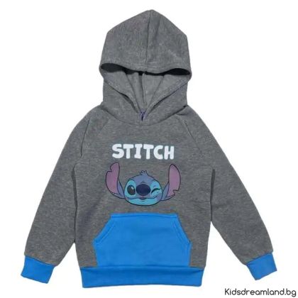 Детски суичър с качулка Stitch