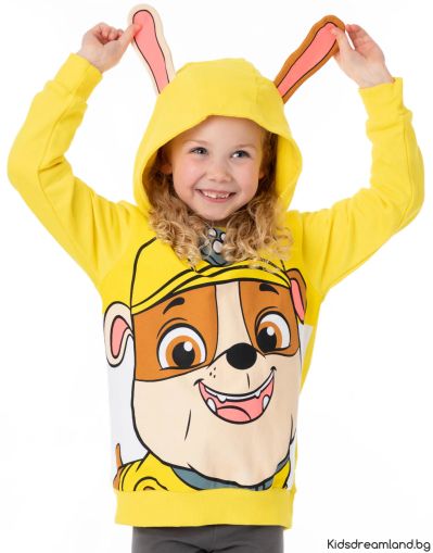 Детски Суичър Paw Patrol– Жълт с Качулка, 100% Памук - Unisex