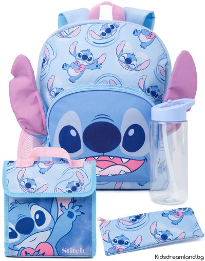  Детска раница Disney Lilo & Stitch 3D Ears с 4 части, 36x26x10 см