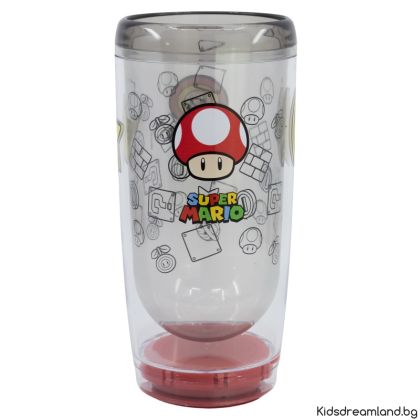 Чаша DROP SAFE с двойни стени PS 705 мл, SUPER MARIO POWER