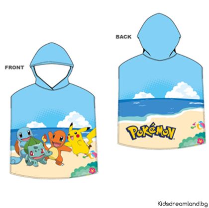 Пончо за баня - Disney - Pokemon- 100% микрофибър - 100 x 50 cm