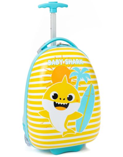 Детски синьо-жълт куфар, Baby Shark, 45 см x 30 см x 22 см