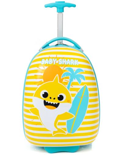 Детски синьо-жълт куфар, Baby Shark, 45 см x 30 см x 22 см