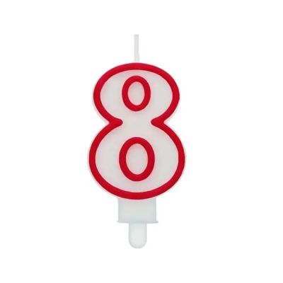 Свещ за рожден ден цифра 8, червена