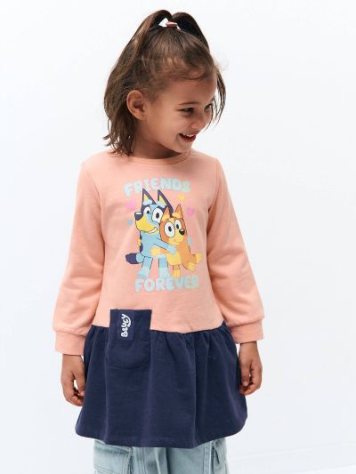 Детска рокля Bluey с волан и дълъг ръкав