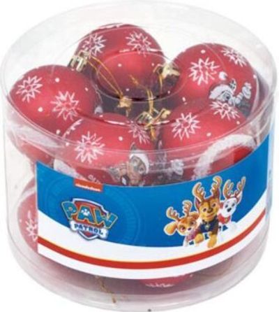 Пакет от 10 коледни топки за елха Nickelodeon Paw Patrol с диаметър 6 см