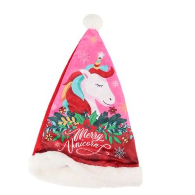 Коледен коплект от 2 части чорап и шапка, Еднорог, 42 см