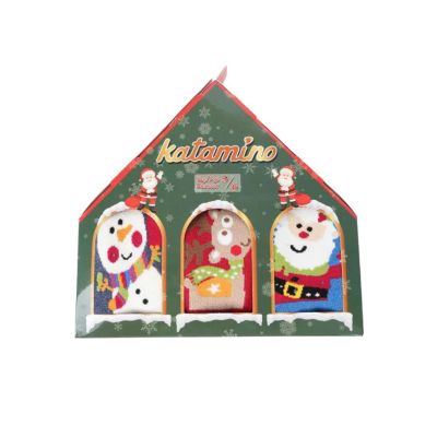 Детски термо коледни чорапи в подаръчна кутия 3 броя различни картинки и цветове