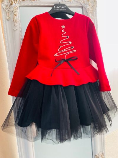 Детска коледна рокля Contrast - 116 см. - 6год.