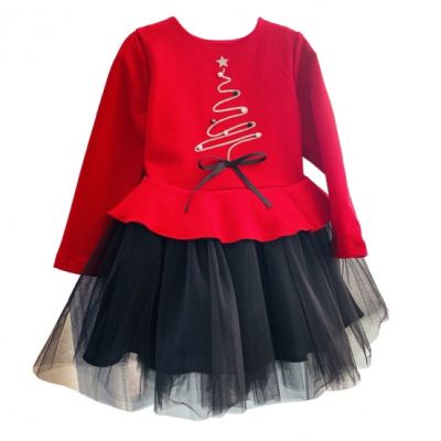 Детска коледна рокля Contrast - 116 см. - 6год.