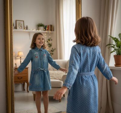 Дънкова рокля с яка и колан на талията Lee Cooper