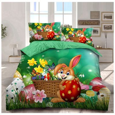 „Двулицев великденски спален комплект от 6 части с празнични мотиви“