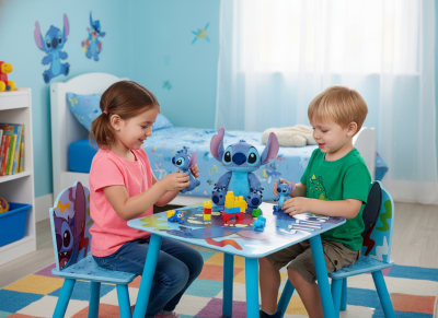 КОМПЛЕКТ ДЪРВЕНА МАСА Lilo & Stitch (50X50X44CM) И 2 СТОЛОВА (26,5X26,5X50CM)