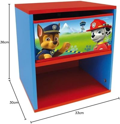 Paw Patrol Children's Bedside Table with Drawer MDF Wood/Blue Non-woven Fabric 33 x 30 x 36 cm