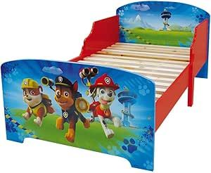 Детско легло Paw Patrol 140 x 70 см с ламелна рамка без матрак, МДФ дърво, синьо, 140x70x59 см