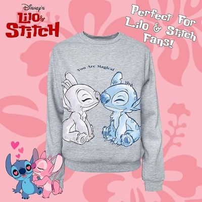  Disney Lilo and Stitch дамски суичър за момиче с щамповани памучни дълги ръкави