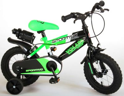 Детски велосипед Volare Sportivo 12″ с две ръчни спирачки, черно-зелен