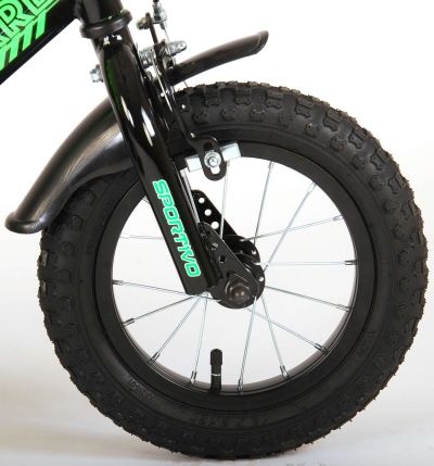 Детски велосипед Volare Sportivo 12″ с две ръчни спирачки, черно-зелен