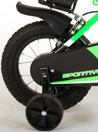 Детски велосипед Volare Sportivo 12″ с две ръчни спирачки, черно-зелен