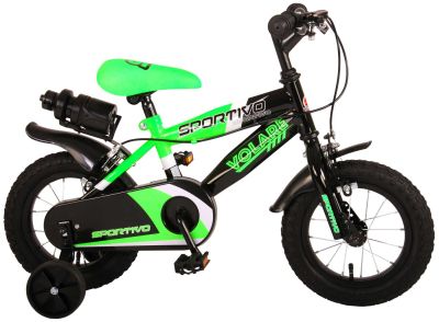 Детски велосипед Volare Sportivo 12″ с две ръчни спирачки, черно-зелен